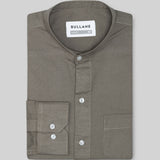Axors Bone Linen Plain Mandarin Shirt - Bullane
