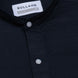 Axors Navy Blue Linen Plain Mandarin Shirt - Bullane