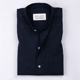 Axors Navy Blue Linen Plain Mandarin Shirt