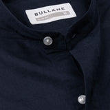 Axors Navy Blue Linen Plain Mandarin Shirt