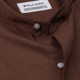 Axors Brown Linen Plain Mandarin Shirt